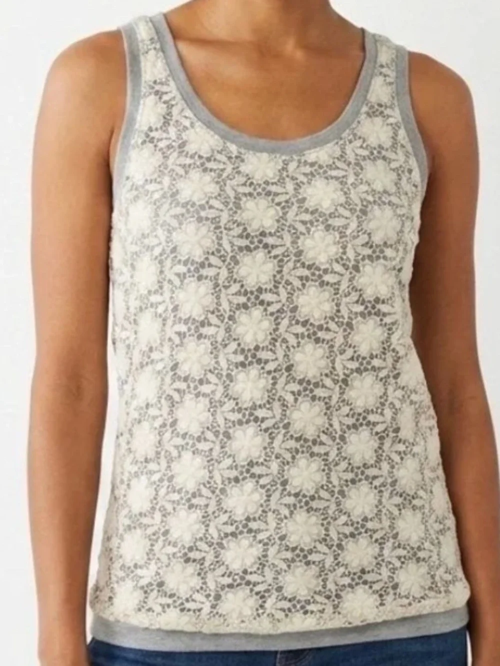 J CREW Crochet Floral Lace Tank Top